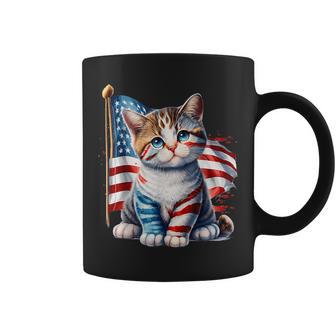 Memorial Day Cat Kitten 4Th Of July Patriotic Usa Flag Coffee Mug - Monsterry DE