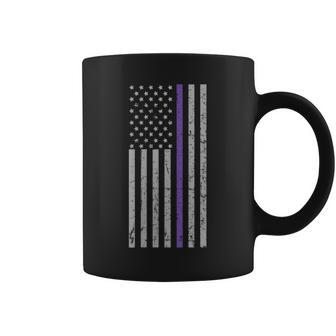 Memories Matter Alzheimer Usa Flag Purple Strip Coffee Mug - Monsterry