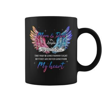 In Memory Of Mom Dad In Heaven Guardian Angel Wings Memorial Coffee Mug - Monsterry UK