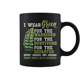 Mental Health Awareness Matters Support I Wear Green Warrior Coffee Mug - Seseable