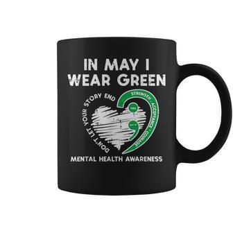 Mental Health May Wear Green Semicolon Depression Awareness Coffee Mug - Monsterry