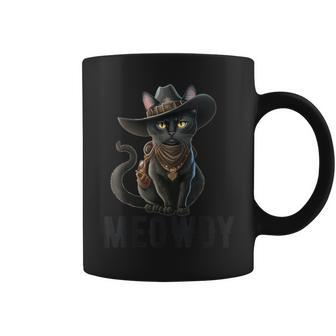 Meowdy Cat Country Music Kitten Cowboy Hat Vintage Coffee Mug - Seseable