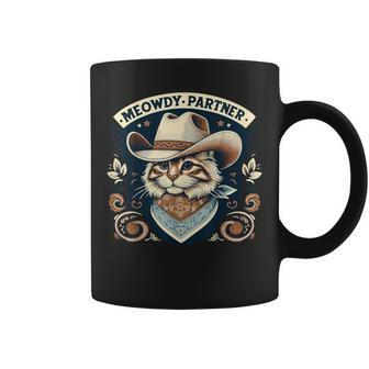 Meowdy Partner Cat Cowboy Hat Howdy Country Western Coffee Mug - Monsterry