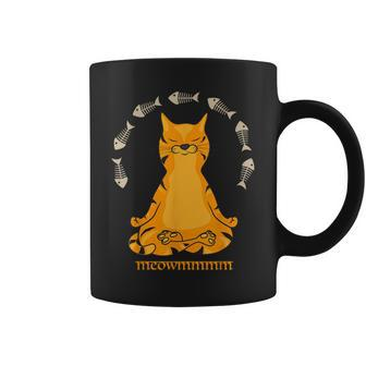 Meowmmm Cat Meditation In Lotus Pose Cute Yoga Cat Coffee Mug - Seseable