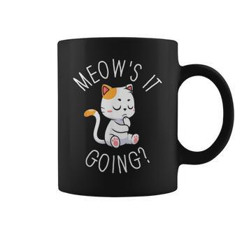 Meow's It Going Cats Pet Animals Owner Cat Lover Graphic Coffee Mug - Monsterry CA