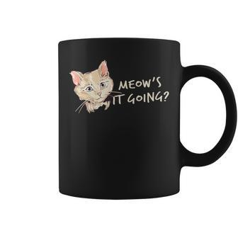Meow's It Going Cute Cat Coffee Mug - Monsterry