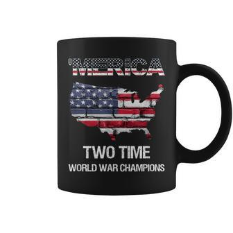 Merica Two Time World War Champions Champs Coffee Mug - Monsterry DE
