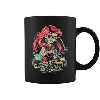 Mermaids Rock Gothic Dark Metal Goth Tattoos Girl Coffee Mug - Seseable