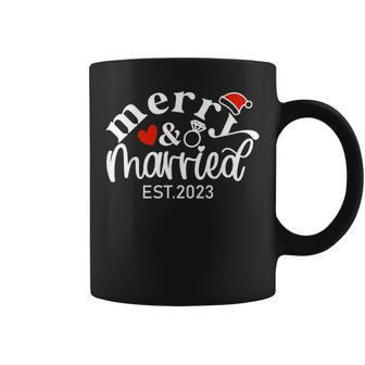 Merry & Married 2023 First Christmas Couple Matching Coffee Mug - Seseable