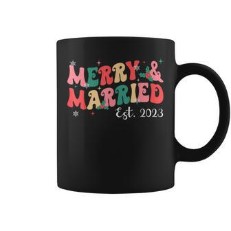 Merry & Married 2023 First Christmas Pajama Couples Matching Coffee Mug - Monsterry DE