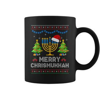 Merry Chrismukkah Happy Hanukkah Christmas Santa Hat Menorah Coffee Mug - Monsterry