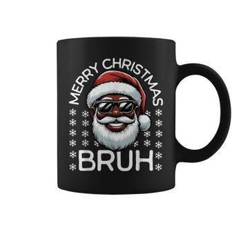Merry Christmas Bruh Christmas Santa Claus Black Men's Boys Coffee Mug - Thegiftio UK