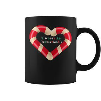 Merry Christmas Candy Cane Hearts Coffee Mug - Seseable