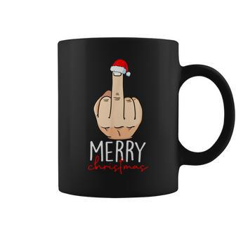 Merry Christmas Middle Finger Adult Humour Women Coffee Mug - Seseable