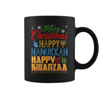 Merry Christmas Happy Hanukkah Happy Kwanzaa Coffee Mug - Monsterry DE