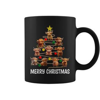 Merry Christmas Highland Cow Western Xmas Tree Pajama Coffee Mug | Mazezy