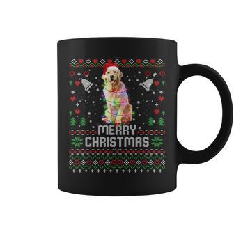 Merry Christmas Lighting Ugly Golden Retriever Christmas Coffee Mug - Seseable