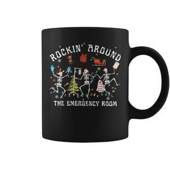 Merry Christmas Rocking Around Emergency Room Skeleton Nurse Coffee Mug - Monsterry