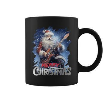 Merry Christmas Santa Claus Rocker Guitar Player Idea Coffee Mug | Mazezy