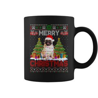 Merry Christmas Santa Light Pug Dog Family Ugly Sweater Coffee Mug - Seseable