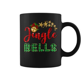 Merry Christmas Y'all Jingle Bells Red Green Buffalo Plaid Coffee Mug - Seseable