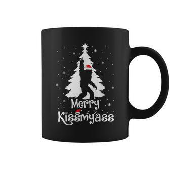 Merry Kissmyass Bigfoot Yeti Sasquatch Christmas Tree Coffee Mug | Mazezy