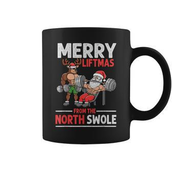 Merry Liftmas From North Swoie Muscle Santa Weightlifting Coffee Mug - Monsterry DE