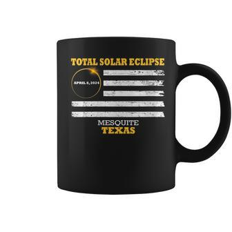 Mesquite Texas Solar Eclipse 2024 Us Flag Coffee Mug - Monsterry