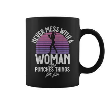 Never Mess With A Woman Who Punches Things For Fun Boxing Coffee Mug - Monsterry DE