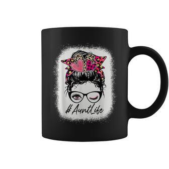 Messy Bun Aunt Life Bleached Auntlife Coffee Mug - Monsterry