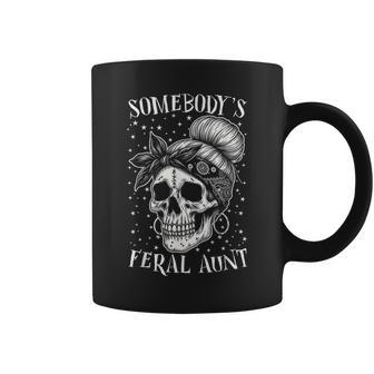 Messy Bun Feral Aunt Somebody's Feral Aunt Coffee Mug - Monsterry CA