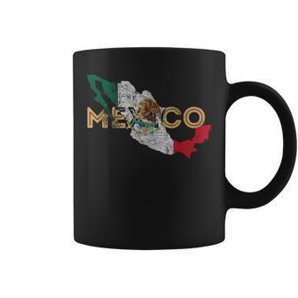 Mexican Map And Flag Souvenir Distressed Mexico Coffee Mug - Monsterry CA