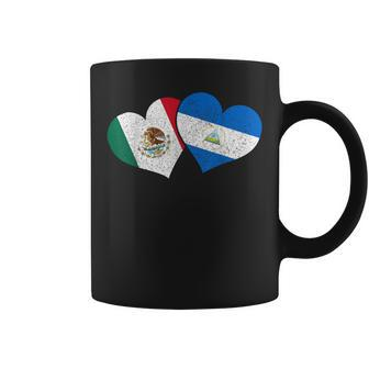 Mexico Nicaragua Hearts Mexican Nicaraguan Flag Pride Nica Coffee Mug - Monsterry DE