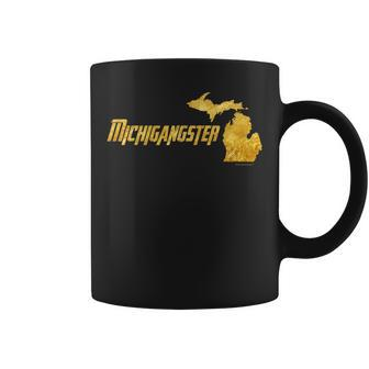 Michigangster Gold Detroit Michigan Midwest Mitten Coffee Mug - Monsterry UK