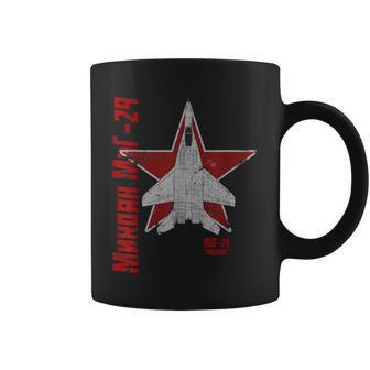 Mig-29 Fulcrum Soviet Cold War Jet Airplane Vintage Cyrillic Coffee Mug - Monsterry