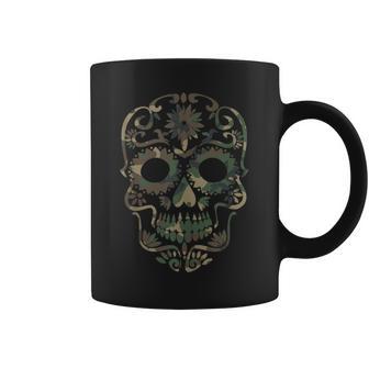 Military Camouflage Camo Dia De Los Muertos Sugar Skull Coffee Mug - Monsterry AU