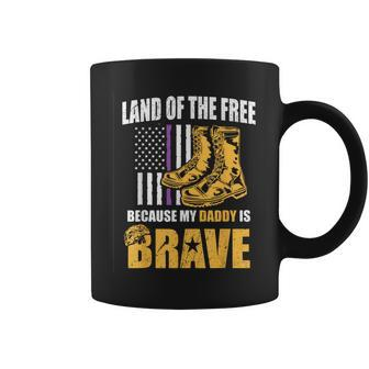 Military Child Purple Quote Because My Daddy Is Brave Coffee Mug - Monsterry DE