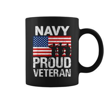 Military Red White Blue Flag Proud Navy Veteran Coffee Mug - Monsterry CA