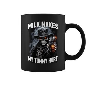 Milk Makes My Tummy Hurt Cringe Skeleton Coffee Mug - Seseable