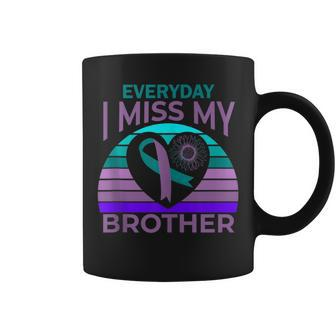 I Miss My Brother Heart Ribbon Suicide Awareness Sister Coffee Mug | Crazezy CA