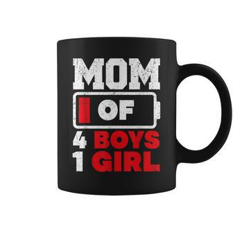 Mom Of 4 Boys And 1 Girl Battery Low Mother's Day Coffee Mug - Thegiftio UK