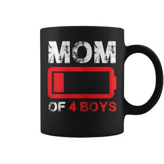 Mom Of 4 Boys Low Battery Mother's Day Coffee Mug - Monsterry AU