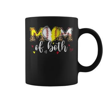 Mom Of Both Baseball Softball Heart Leopard Mama Coffee Mug - Monsterry UK