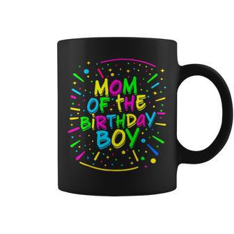 Mom Of The Birthday Boy Retro 80'S Party Mom And Dad Family Coffee Mug - Thegiftio UK