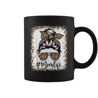 Mom Life Messy Bun Leopard Bandana Mama Bleached Coffee Mug - Monsterry AU