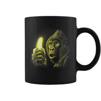 Monkey With Shining Banana Surprised Gorilla Coffee Mug - Monsterry UK