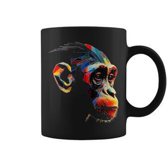 Monkey Zoo Colourful Monkey Face Polygon Animal Motif Monkey Coffee Mug - Seseable