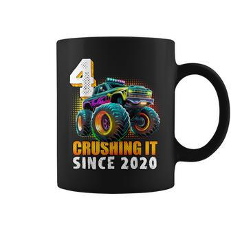 Monster Truck 4 Year Old Boys 4Th Birthday Party Born 2020 Coffee Mug | Mazezy