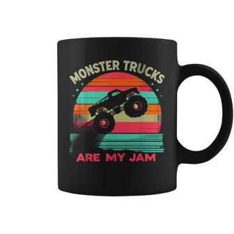 Monster Trucks Are My Jam Retro Vintage Sunset Boys Men Coffee Mug - Seseable
