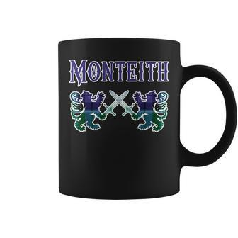 Monteith Scottish Clan Lion Family Name Tartan Kilt Coffee Mug - Seseable